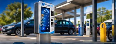 A WashNexus360 kiosk at a fuel station